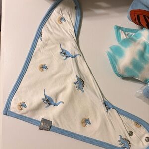 Kyte BABY Light Blue and White Dino Bandana Bib